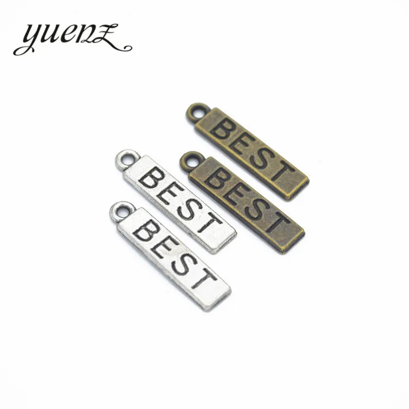 

YuenZ 25pcs Antique silver color Metal Alloy Alphabet English BEST Charms Pendants Diy Jewelry Accessories 23*5mm S218