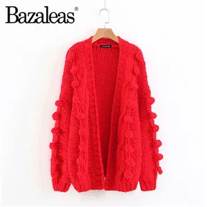 Y72 red 6252 Lin Fashion Harajuku Женский трикотажный свитер Повседневный Прямая большой крученый фонарь длинный рукав свитер свободный женский кардиган - Цвет: Y72 red 6252