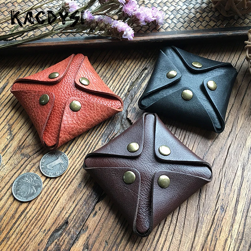 Маленький кошелек унисекс из натуральной коровьей кожи, мини карман для монет, качественный кошелек для монет, Ретро кошелек, кожаная простая сумка для монет, карман для денег