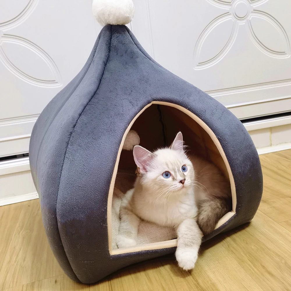 Half Closed Fashion Cat House Bed Soft for Small Medium Dogs Functional