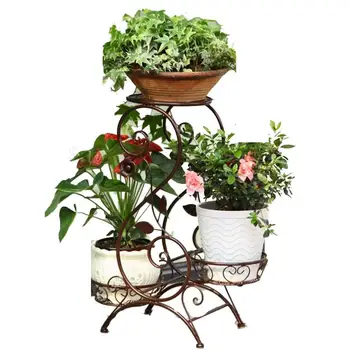 

Wrought Iron Flower Stand Floor Pot Rack Multi-layer Indoor And Outdoor European Flower Rack Living Room Balcony Bedroom Green F