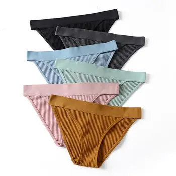 

2019 Simple Non-trace breathable Women Fashion Stripes Underwear Panties High-end Brand Romantic Temptation Panties