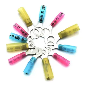 

120pcs AWG 22-16/16-14 / 12-10 Heat Shrink Ring Wire Connector Nylon Insulated Waterproof Butt Electrical Wiring Crimp Terminals