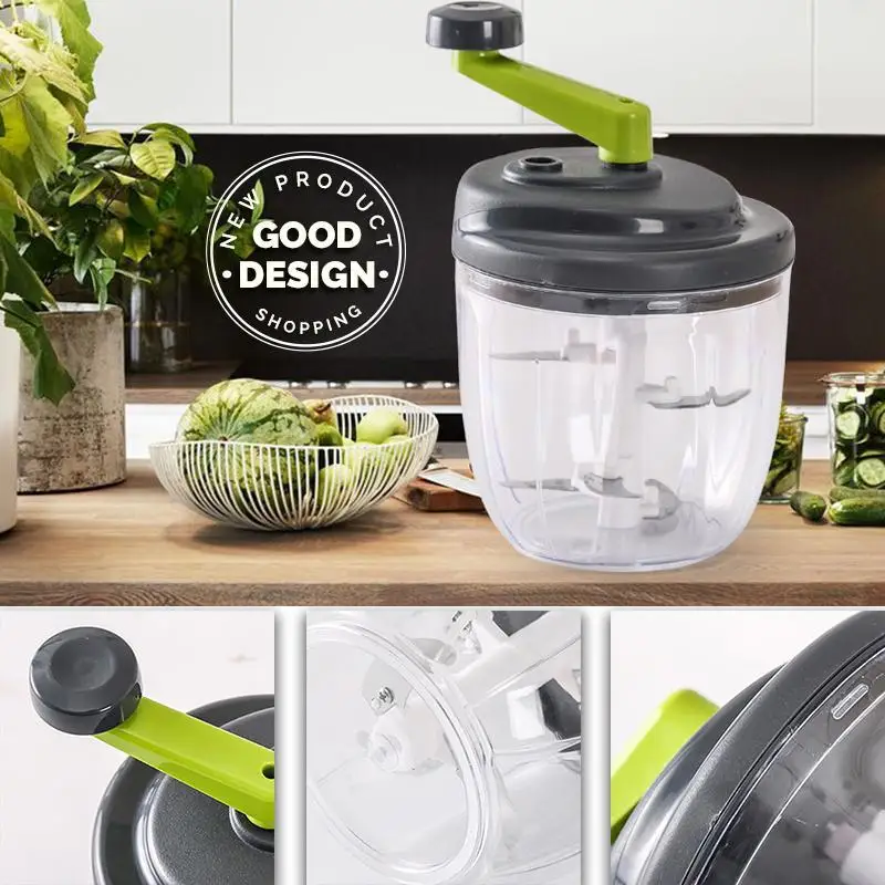 Manual Hand Crank Food Processor Chopper -Quick Veggie Blender for Easy  Chopping