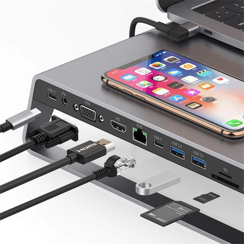 Usb type-C 3,0 Многофункциональный 11 в 1 стыковочный концентратор+ беспроводной загрузочный стол для Windows XP/7/8/10/Vista, для MacBook OS