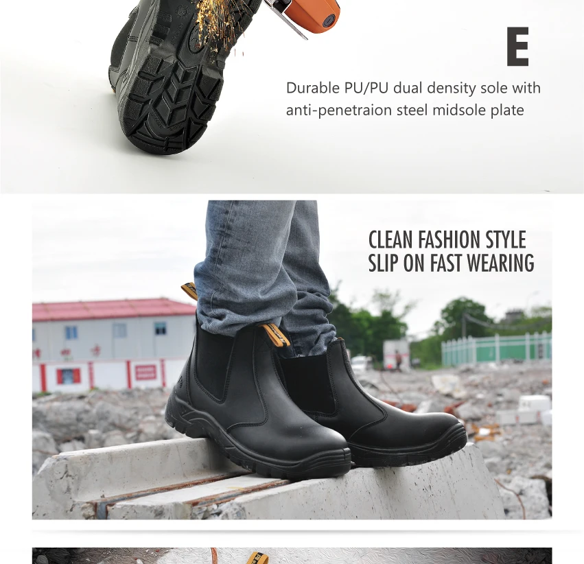 Безопасная рабочая обувь; мужские кожаные кроссовки; водонепроницаемые рабочие ботинки с рябью; сезон лето; туфли со стальным носком в Великобритании и США