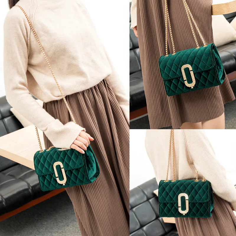 

Jollque 2019 Messenger Velvet Bag Shoulder Bag Female Winter Fashion Chain Bag Crossbody Bags for Women Ladies Hand Bags
