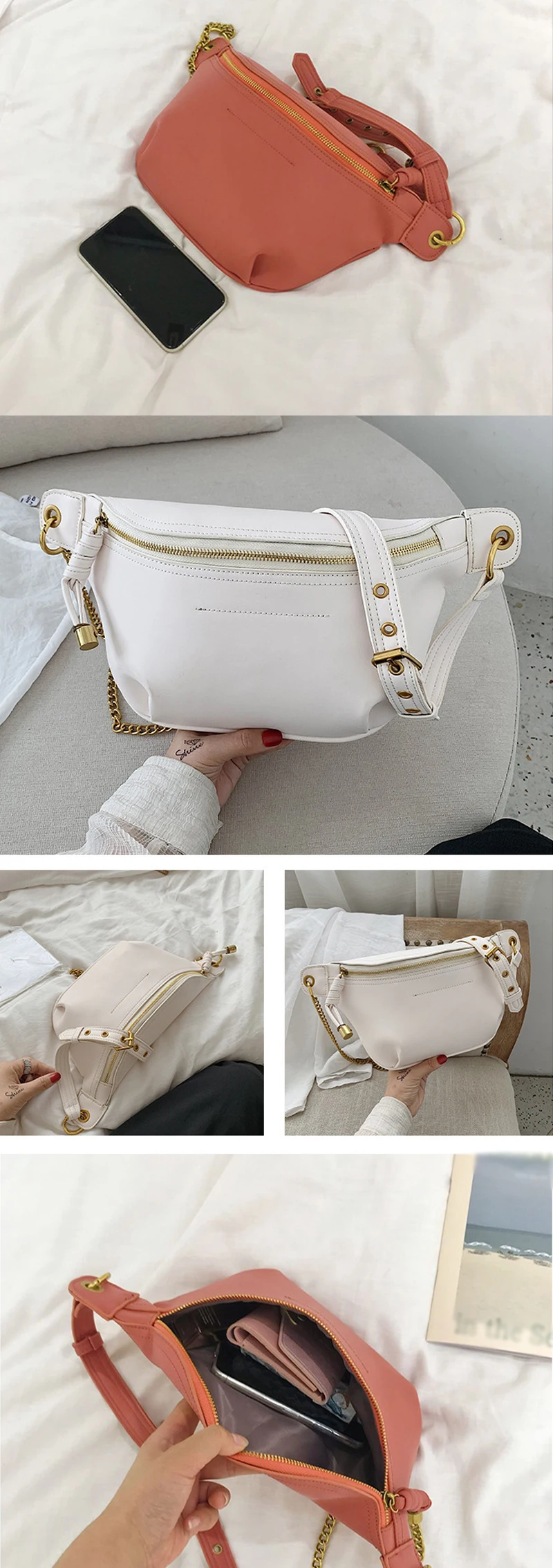 Bokinslon Simple Large-Capacity PU Leather Ladies Bag Wild Portable Messenger Shoulder Bag Fashion Women