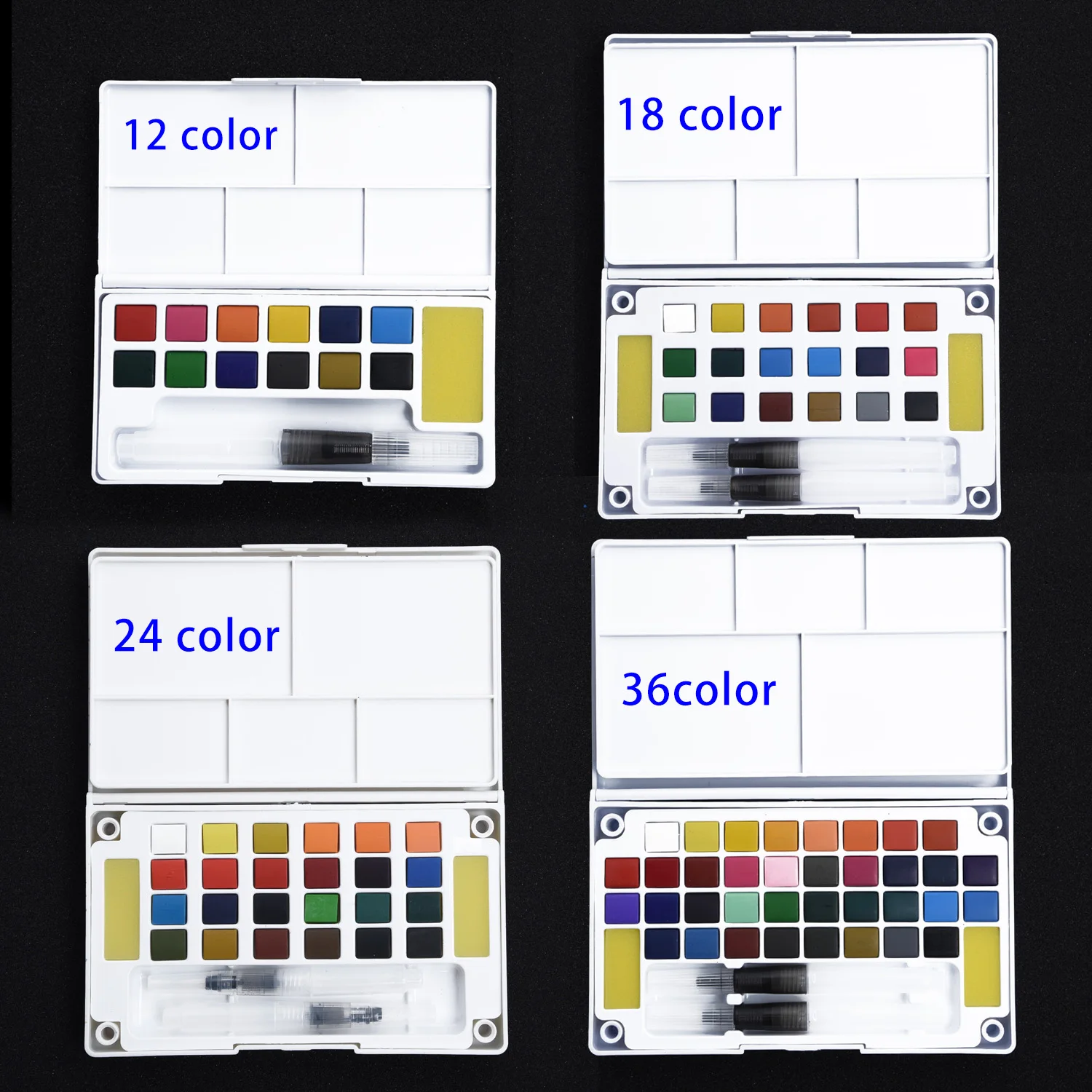 Solid Watercolor Paint Box Groove Design With Paintbrush Portable Box Kit