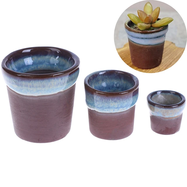 1PC Mini Ceramics Flowerpot Simulation Garden Flower Pot Model Toy For 1:12/1:6 Dollhouse Miniature Doll Houses Accessories 4