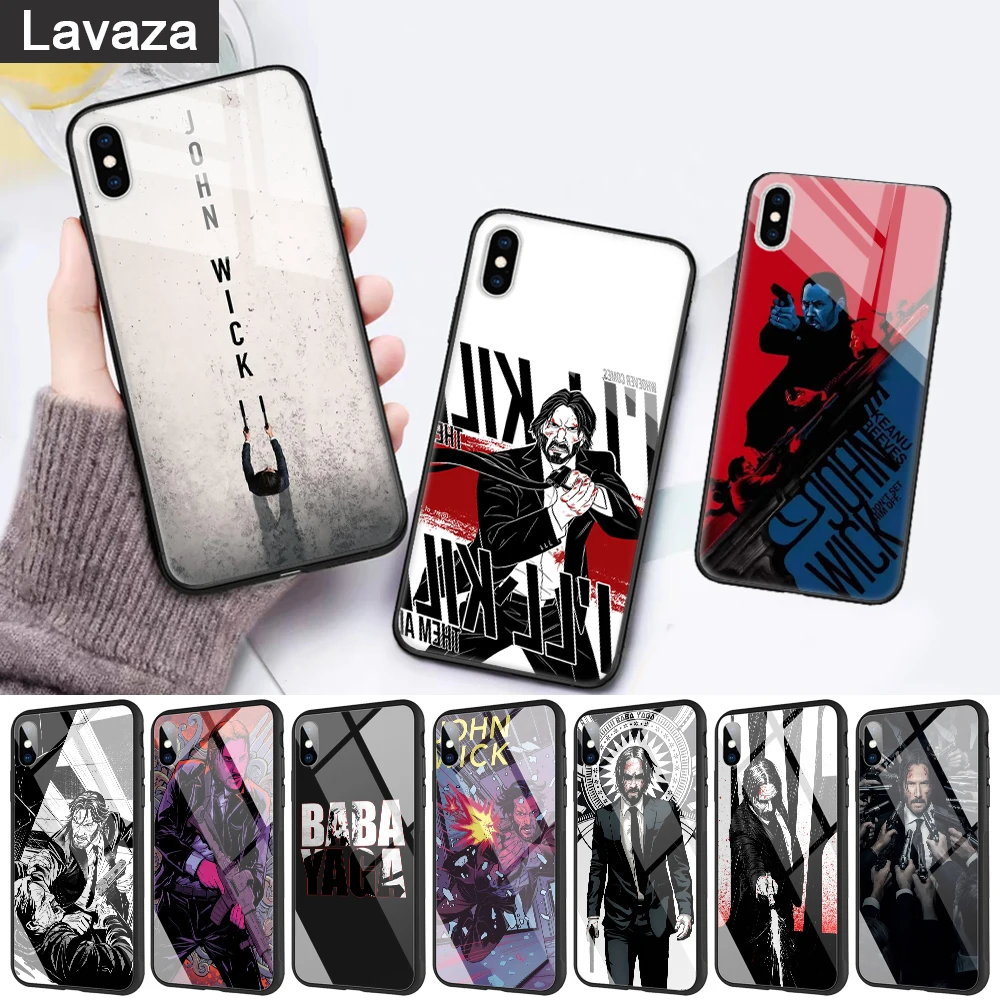 

WEBBEDEPP John Wick Pattern Glass Phone Case for Apple iPhone 11 Pro X XS Max 6 6S 7 8 Plus 5 5S SE