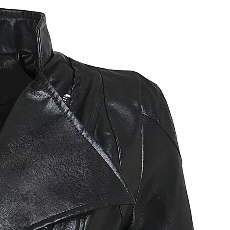 Большие размеры 3XL, женская зимняя готическая Черная искусственная кожаная куртка с застежками-молниями, базовое пальто с отложным воротником, винтажная верхняя одежда для мотоциклистов