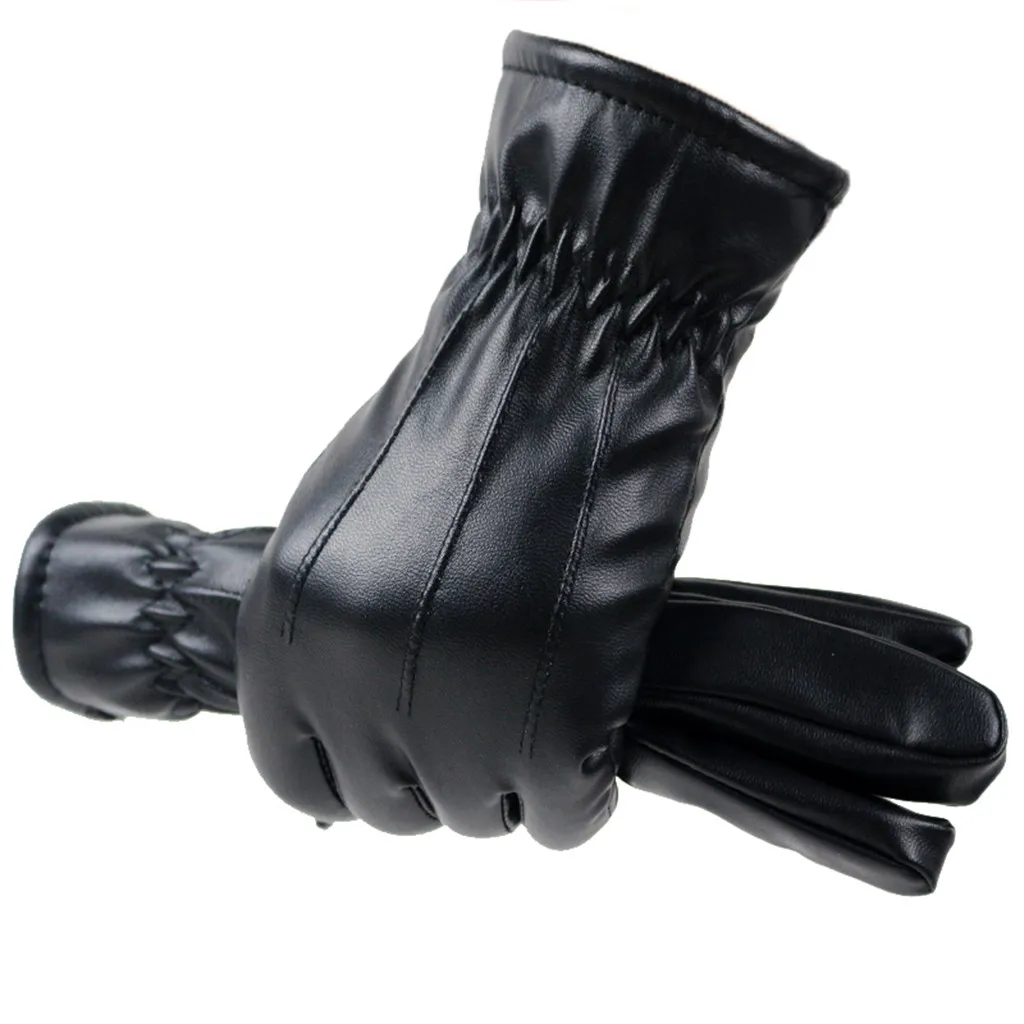 Женские кожаные перчатки плюс бархат утолщение зима теплые мягкие женские перчатки на открытом воздухе полный палец перчатки# YL5