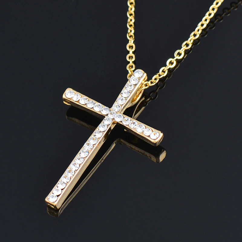 SINLEERY Silver Color Rhinestone Cross Pendant Necklace Chain For Women And Girl Choker Free Shipping XL402 SSH - Image 5