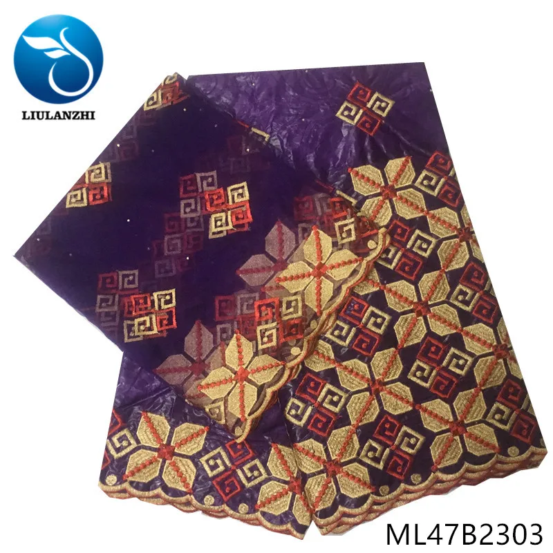 LIULANZHI Африканский хлопковый Базен Riche ткань Вышивка Кружева вечерние парча ткань Tissu Нигерия Базен 7 ярдов ML47B23