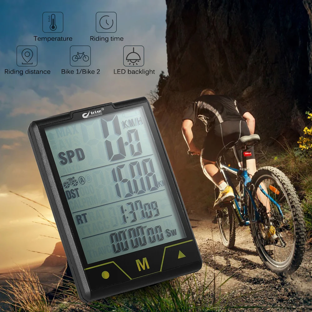 

BOGEER Bike Computer Wireless/ Wired Multi Function Sensor Bicycle Bike Speedometer Odometer With Backlight Waterproof ciclismo