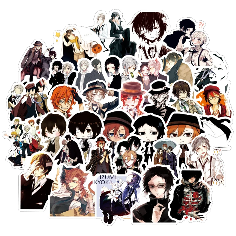 50pcs-Bungo-Stray-Dogs-Anime-Sticker-Stickers-PVC-Graffiti-Stickers-Suitcase-Luggage-Guitar-Car-Waterproof-For
