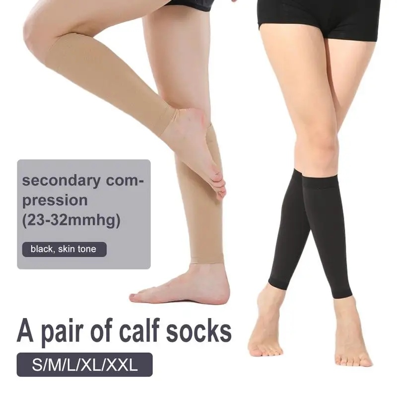Compression Calf Socks Anti-Curved Elastic Non-Slip Sleeve Footless Compression Basketball Socks Sport Protector 1 Pair