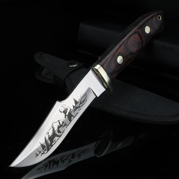 

Polar bear pattern survival knife outdoor knife camping hunting knife multifunctional short knife field self-defense knife