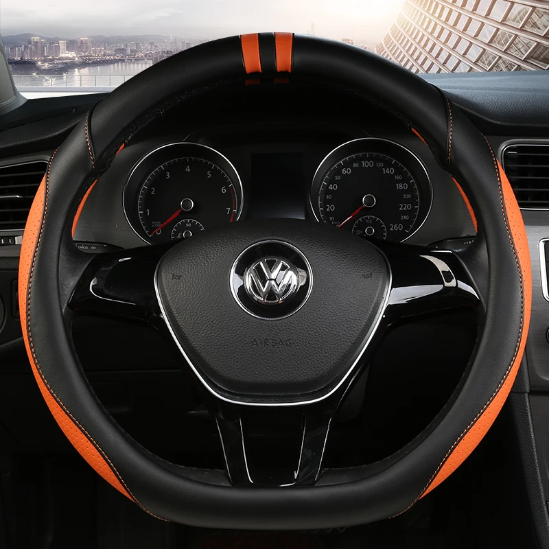 

D series Micro Fiber Leather Car Steering Wheels Covers 38CM/15'' Steering Wheel Hubs Car Styling,For VW GOLF 7 2015 POLO JATTA