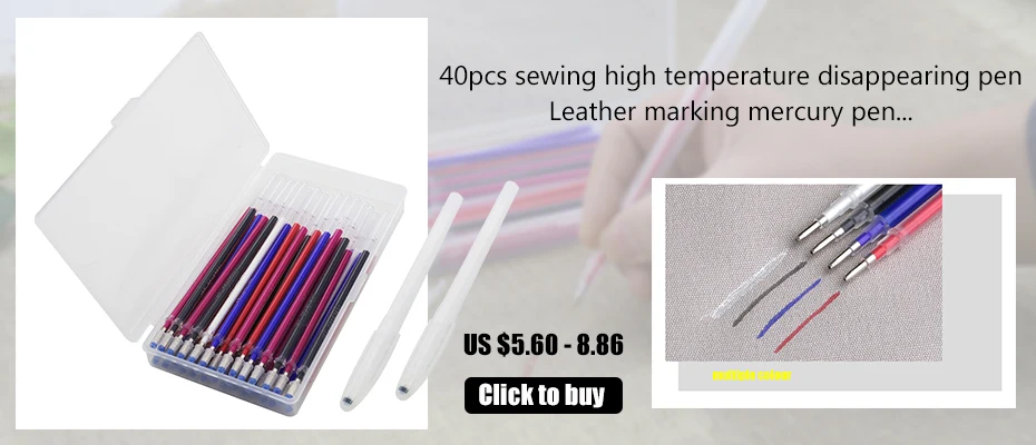 10Pcs Erasable Refill Pens High Temperature Disappearing Fabric Marker Pen for Patchwork Fabric PU Leather Mark Sewing Tool