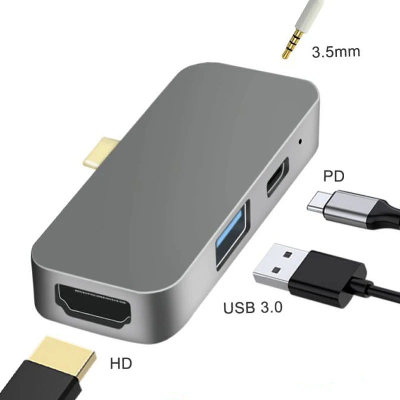 Type-C концентратор USB C концентратор для IPad Pro 4 в 1 PD USB3.0 HDMI 3,5 мм разъем для наушников адаптер для Macbook samsung Galaxy S9
