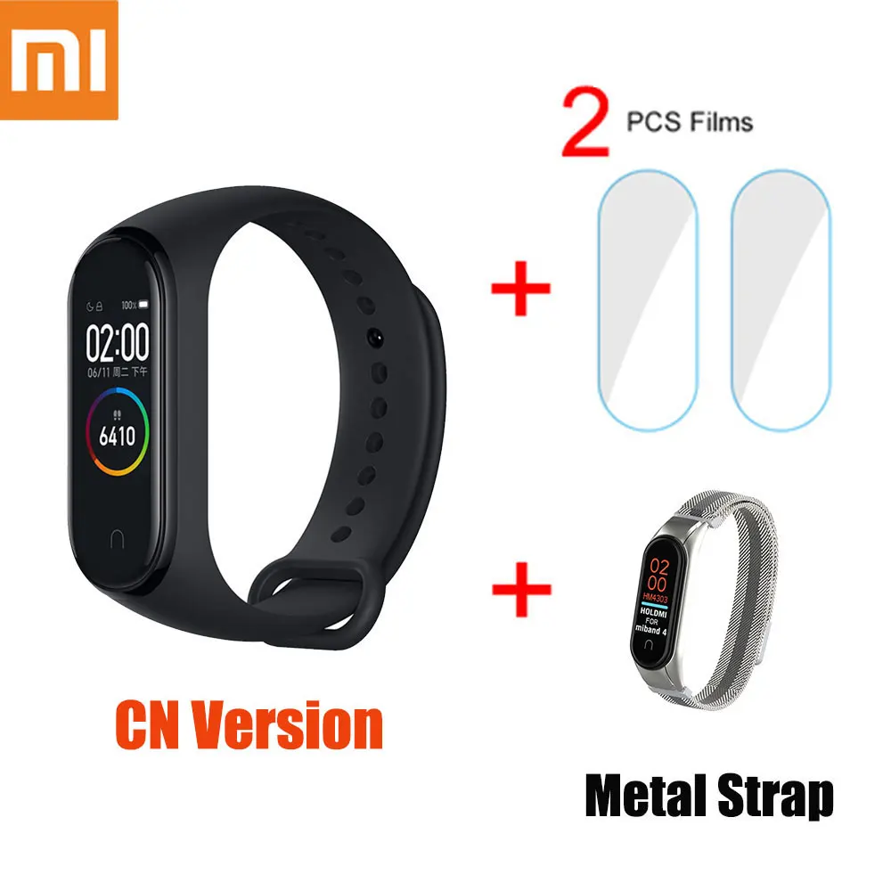 Xiaomi mi смарт-браслет 4 цветной экран mi Band 4 смарт-Браслет фитнес-трекер для измерения сердечного ритма спортивные водонепроницаемые Смарт-часы - Цвет: package 3