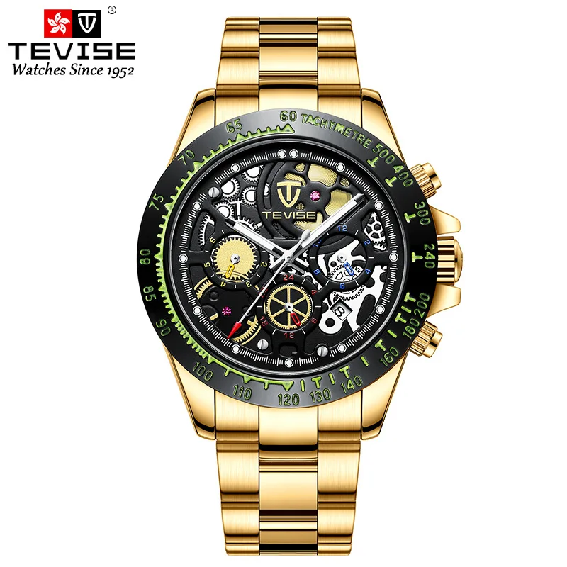 

TEVISE Automatic Mechanical Men Watch Stainless Steel Watch Chronograph Date Dial Wristwatch Male Clock Relojes Para Hombre T863