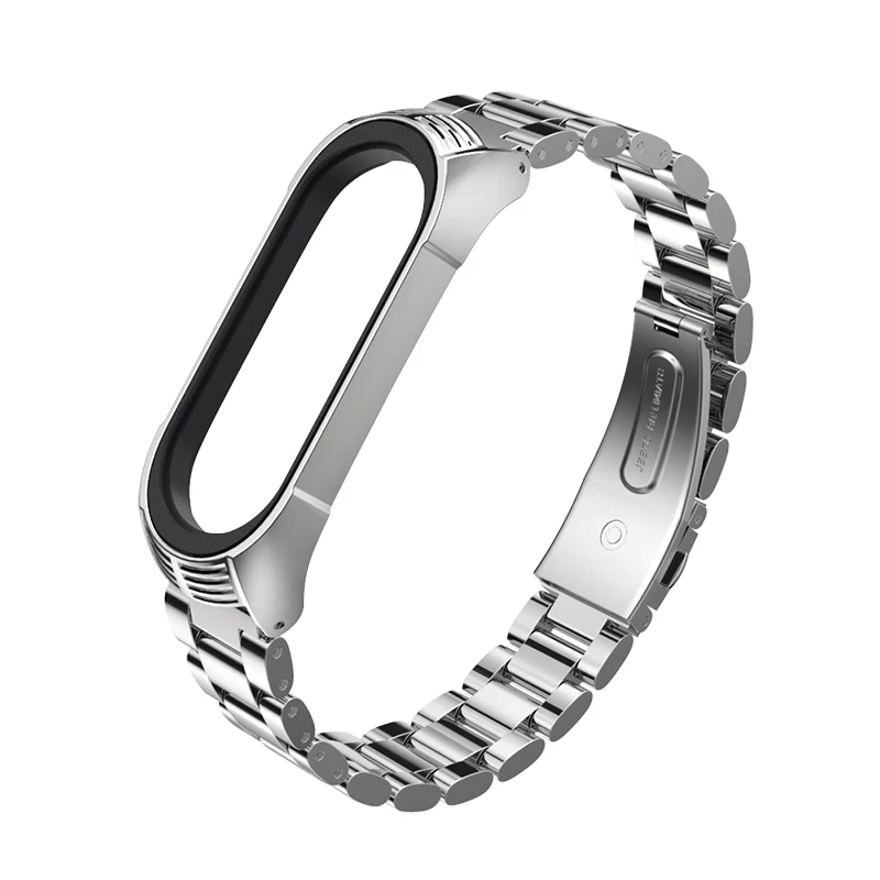 TF Style Silver Металлический ремешок для Xiaomi mi Band 4 3 браслеты браслет из нержавеющей стали для mi band 4 ремешок для mi band 3 браслеты Pulsera - Цвет: TF Style Silver