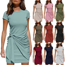 

dresses women summer 2021 bodycon dress asymmetrical soild Dresses casual women's dresses