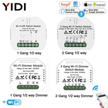 DIY WiFi Smart Light Switch Module Smart Life Tuya Remote Voice Control 1/2 Way 1/2 Gang Dimmer Switch Breaker Google Home Alexa