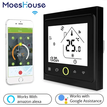 

WiFi Thermostat Temperature Controller LCD Touch Screen Backlight for Water floor Heating Works with Alexa Google Home 3A