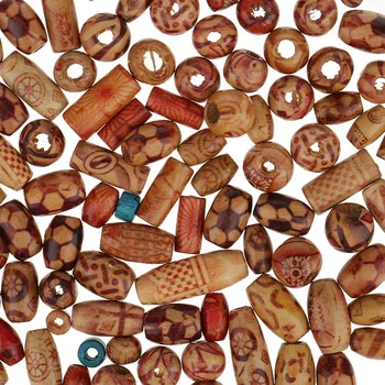 

100 Pcs Wooden Boho Mixed Large Hole European Beads For Crafts Jewelry/Making