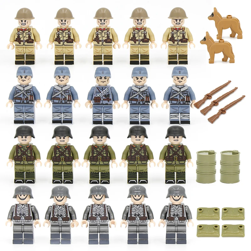 

20/50PCs/lot WW2 German Military Army Soldiers KMT eighth route army Japanese Building Blocks Bricks with Gift Toys for Children