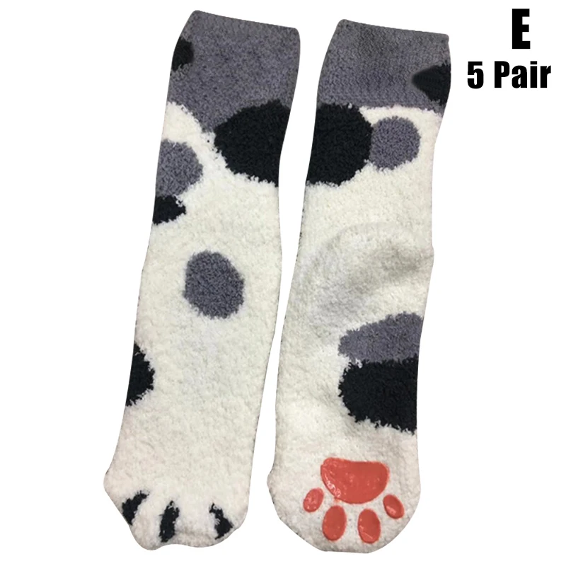 Новинка; зимние теплые носки с кошачьими лапами; нескользящие теплые домашние носки-тапочки для женщин и девочек