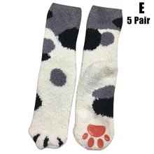 Новинка; зимние теплые носки с кошачьими лапами; нескользящие теплые домашние носки-тапочки для женщин и девочек