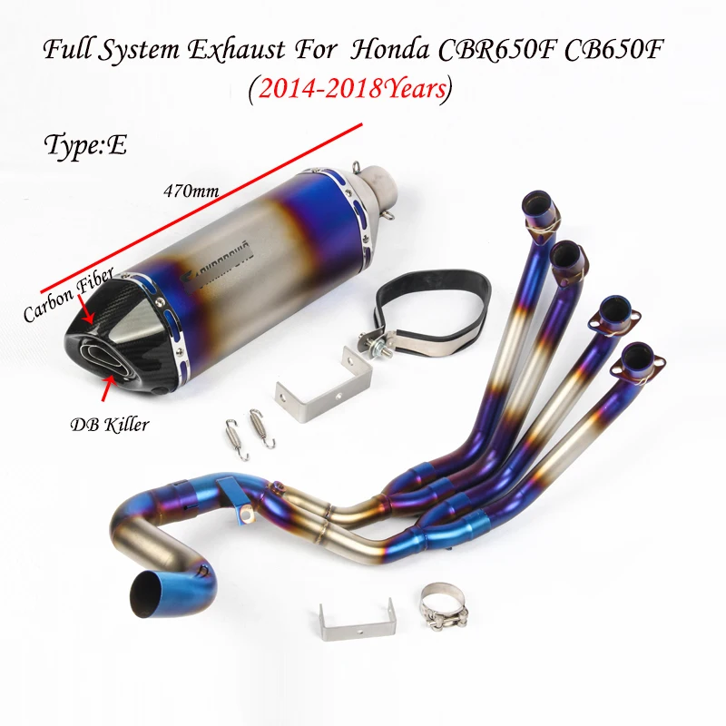 Type E Для Honda CBR650F CBR650 CB650F мотоцикл Выхлопная Модифицированная 51 мм Слип-на переднее соединение Соединительная труба глушитель - Цвет: Type E