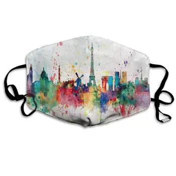 

Dustproof Washable Reusable Paris France Skyline Art Mouth Cover Mask Protective Warm Windproof Mask