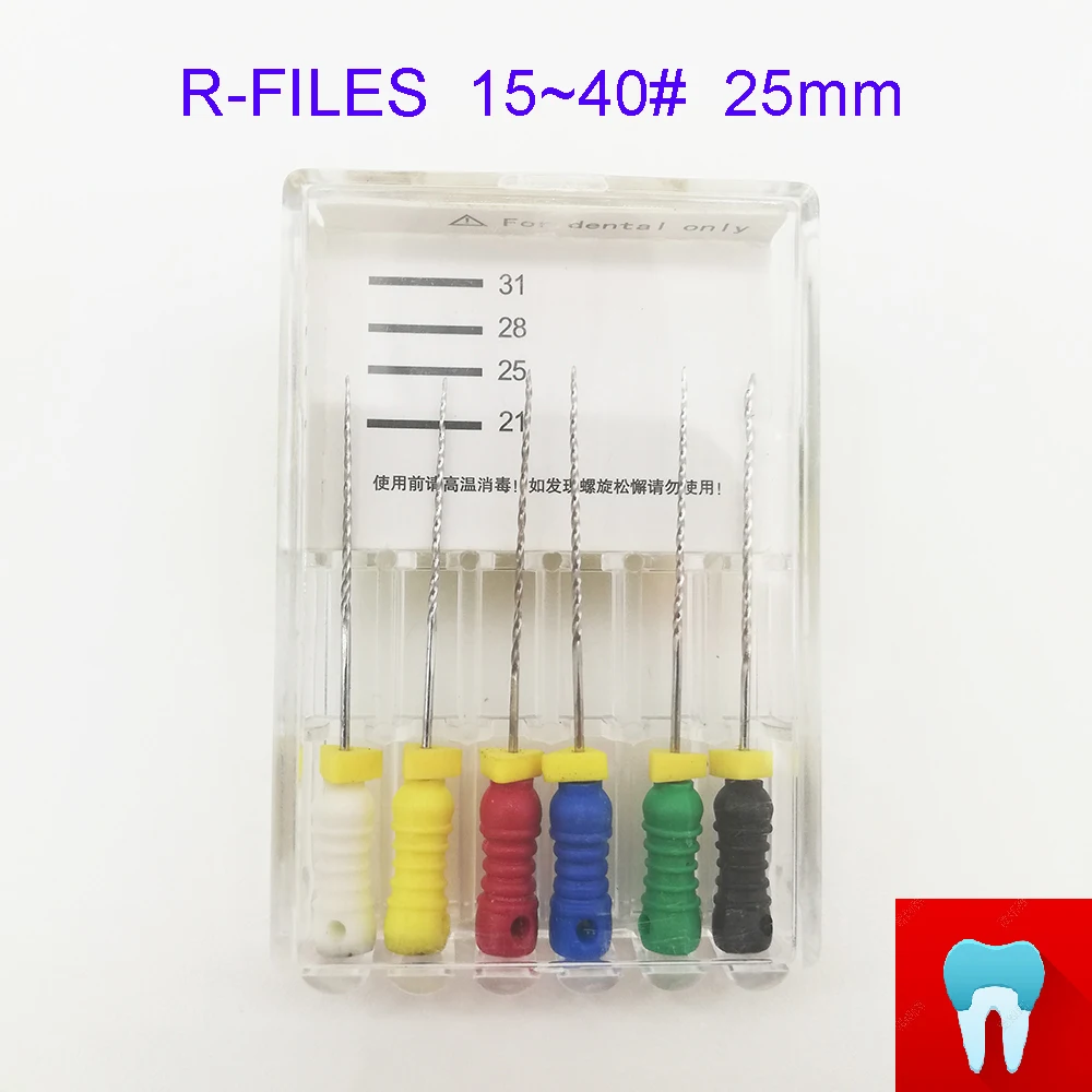 6 шт. 15~ 40#25 мм зубные ПроТейпер файлы корневого канала стоматолога материалы Стоматологические инструменты ручного использования из нержавеющей стали R файлы