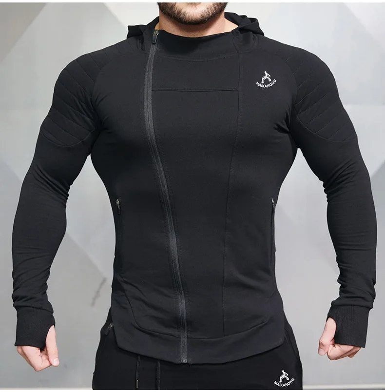 

Long-sleeved Coat Muscle Fitness Men's Brother Cardigan Hooded Sweater Exercise Sports Coat