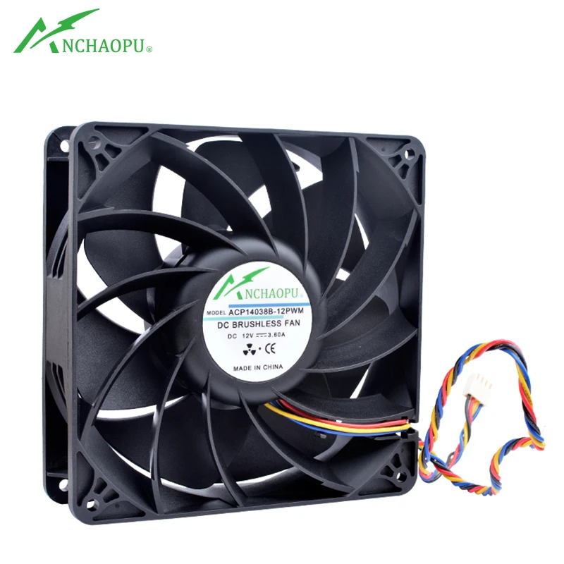 Ventilador de Alta Velocidade para Chassi Linhas Pwm Acp14038b12pwm 140x140x38 mm 14cm 140 mm dc 12v 3.60a Controle de Velocidade