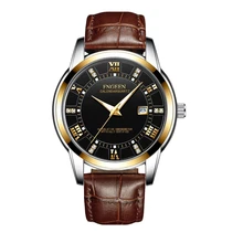 

Men Fashion Business Clock Brand Luxury Crystal Leather strap Watch Waterproof Casual Date Quartz Wristwatch Relogio Masculino