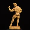 Hand-Carved Wooden Muscle Man Fitness Statue - Exquisite Handmade Decorative Figurine 4
