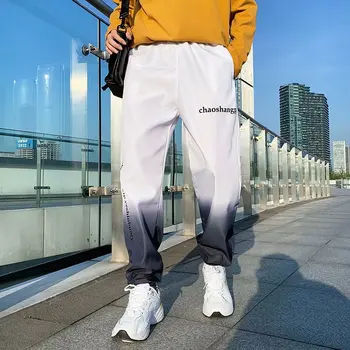 

2020 new fashion casual men's trousers nine points pants sports pants running feet gray trousers size S-3XL