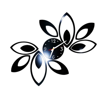 

New 3D Wall Clock Stickers DIY Leaf Wall Sticker Clock Mirror Mute Acrylic Wall Clock Modern Design Living Room Decoration Home