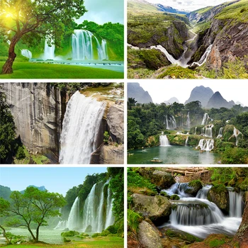 

Nitree Mountain Water Curtain Natural Scenery Landscape Stream Waterfall Backdrop Photo Studio Photography Background Vinyl
