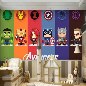 

Custom 3D Wallpaper Mural Avengers Movie Cartoon Anime Children's Room Iron Man Hulk Living Room Bedroom Background Wall Paper