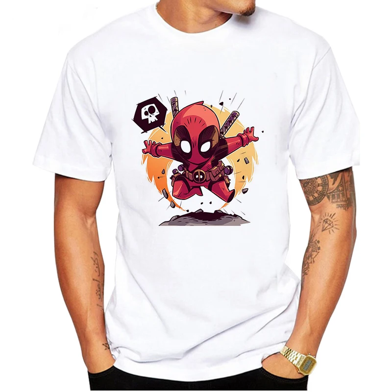 

LUSLOS Men T-shirt Superhero Marvel Tshirt Crewneck Male Casual White T-shirt Oversized Homme Tshirts Men Clothes 2019Streetwear