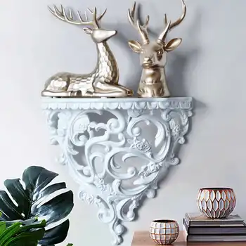 

European Home Decorative Wall Hanging Resin Shelf Vase 3D Wall Rack Holder Livingroom Mural Decor Crafts Bathroom Shelf Storage