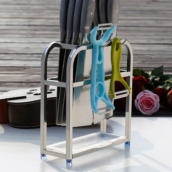 

Stainless Steel Kitchen Knife Holder Multifunctional Storage Organizer Knife Rack Stand Metal Knife Block Cooking Tool